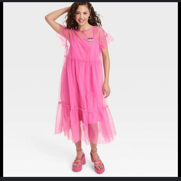 Dresses & Skirts - NEW Adult Short Sleeve Tulle A-Line Dress • Barbie Pink